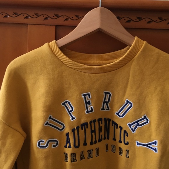 Superdry Crew Neck Sweatshirt in Mustard - Picture 3 of 8
